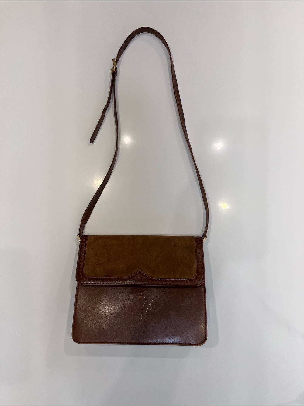 Vintage Bally Brown Leather and Suede Shoulder/Crossbody Bag - Picture 2 of 9